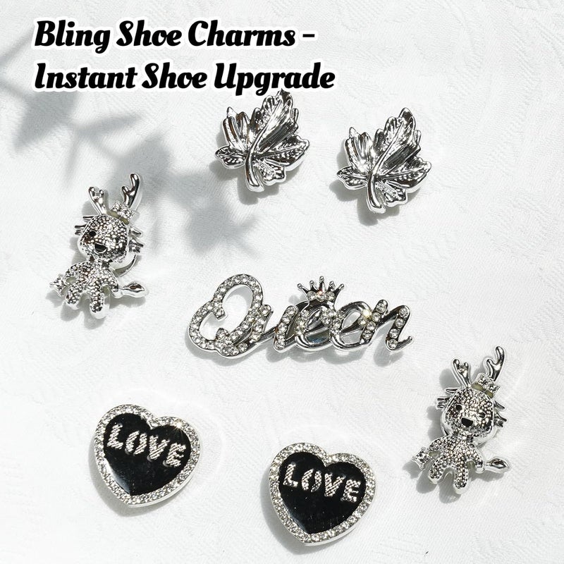 Lugailly Bling Shoe Charms for Girls and Women, Girly Gold Shoe Charms for Clog Sandals, 24 PCS Glitter Pearl Flower Shoes Decoration Bulk, Shoes Chains Pins Charm Accessories - Image 2